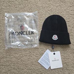 Moncler Black Knit Beanie